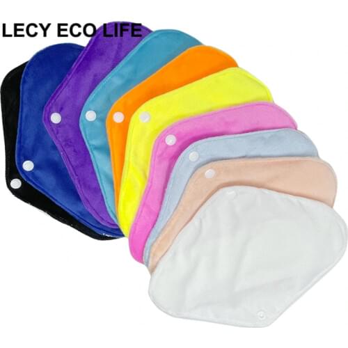 Super soft minky plain color cloth menstrual pads with organic bamboo terry inner, washable sanitary pads with waterproof TPU