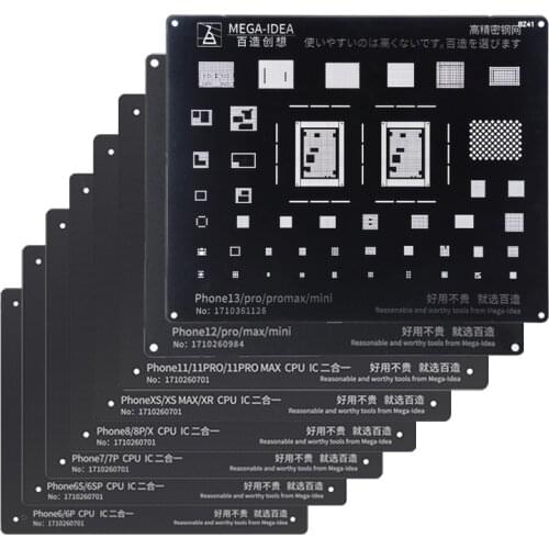 Black Steel BGA Reballing Stencil for iPhone 11/11Pro /11Pro max/XS/XS MAX/XR/X/8P/8/7P/7/6SP/6S/6P/6 CPU IC Planting Tin Mesh