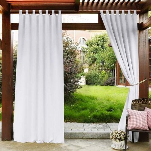 Outdoor Patio Curtains Waterproof Tap Top Window Drapes Solid Colour Thermal Insulated Curtains For Garden Yard Beach Decoration