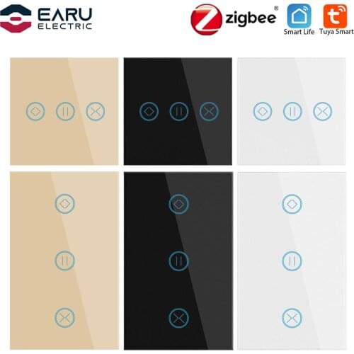 10A Zigbee Smart Touch Curtain Switch Roller Blind Motor Switch Tuya Smart Life Remote Control Works with Alexa Google Home
