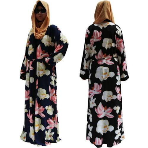 2019 New Islamic Printed Muslim Abaya Pakistani Dress Kaftan Dubai Moroccan Clothing Women Roupa Muculmana Cardigan Open Abaya