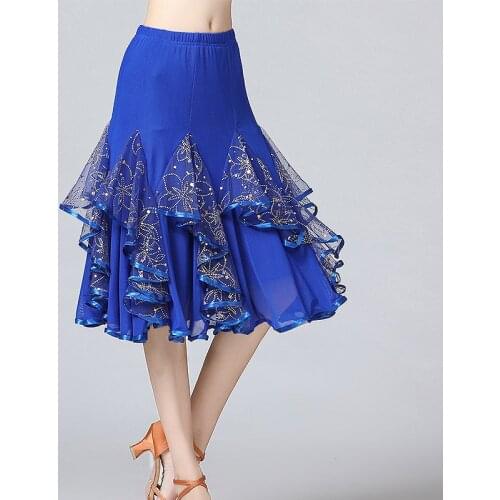 New Ballroom Dance Skirts Women Latin Tango Modern Dancing Skirts National Standard Waltz Flamenco Competition Dance Dress