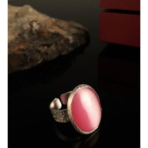 Dr Stone Natural Stone Women 'S Cat 'S Eye Stone Silver Plated Ring XKRB29 372884555