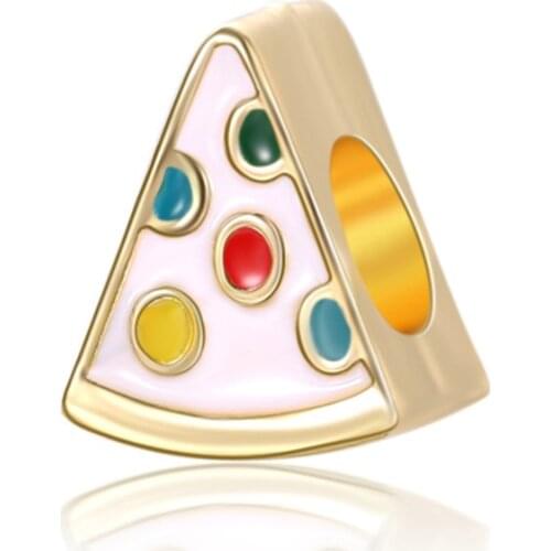 1Pcs New Cute Pizza Pendant DIY Beads Suitable for Original Pandora Charm Bracelet Ladies Jewelry Making Gifts