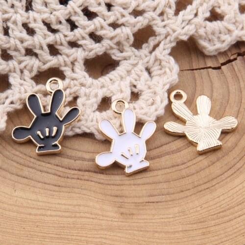 10pcs/bag Drop Oil Cartoon Mickey Hand Charms Alloy Enamel Charms Earring DIY Floating Pendant Bracelet Jewelry Accessory YZ360