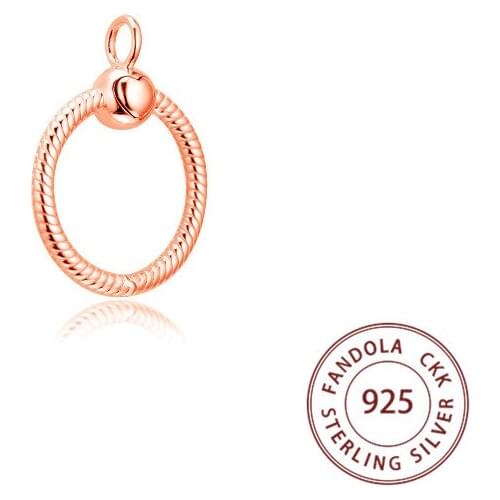 100% 925 Sterling Silver Necklace Rose Moments Small O Pendant Necklaces for Women Luxury Fashion Jewelry collier Without Chain