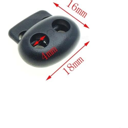 100pcs/pack Cord Lock Bean Toggle Stopper Plastic Size:18mm*16mm Toggle Clip Black