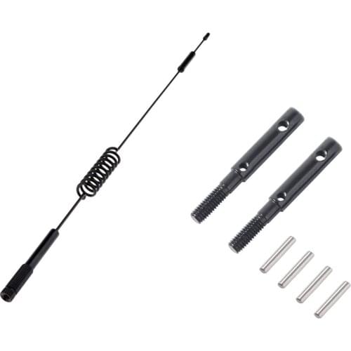 1x Antennas with Screws for 1/10 Traxxas -4 - Black, 290mm & 2 Pcs Hard Steel Front Rear Portal Stub Axle Drive Shaft