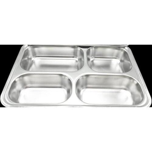 29*23CM Stainless Steel Lunch Plate Canteen Metal Dinner Plate Rectangle Restaurant Service Tray