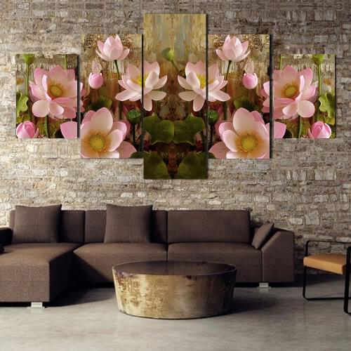 3D Canvas Vivid Fashion Simple European Lotus Living Room Bedroom Room Mural Decoration Living Room Background Decoration Poster