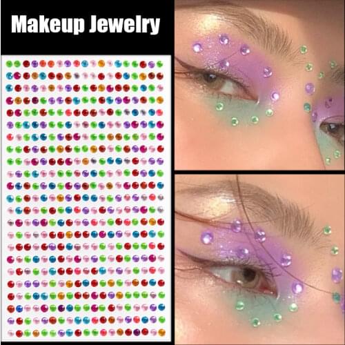 4mm Acrylic Temporary Tattoo Diamond Sticker Self Adhesive Eyes Face Makeup Jewelry Body Art Crystal DIY Phone Nail Decorations