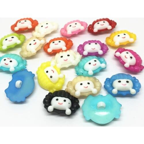 50pcs 23x18mm Plastic Curls Girls Mixed Buttons Sewing Clothing Accessories Shank Button DIY Scrapbooking Crafts