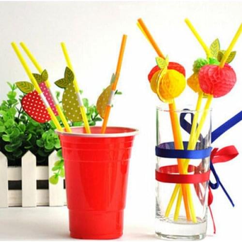 50pcs Colored Drinking Straw Accessories Birthday Wedding Non Toxic Celebration Disposable Bendable Restaurant Party PP