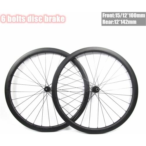 700C CycloCross Carbon Wheelset 25mm*38mm Depth tubeless ready Rim With Powerway M42 Hub Disc Brake 15*100/12*142mm thru axle
