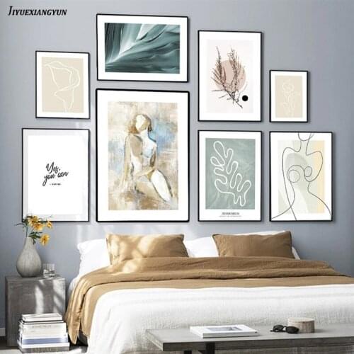 Abstract Figure Flower Painting Home Wall Art Decor Print and Poster Quote Plant Picture Canvas Painting for Living Room Design