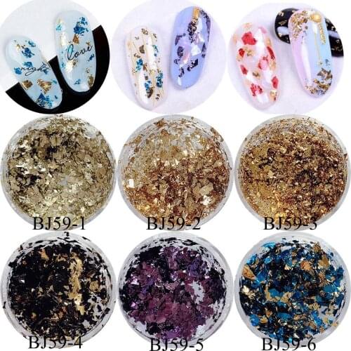 1 Jar Nail Art Foil Pieces Gold and Double color Foil Nail Art Glitter Pieces