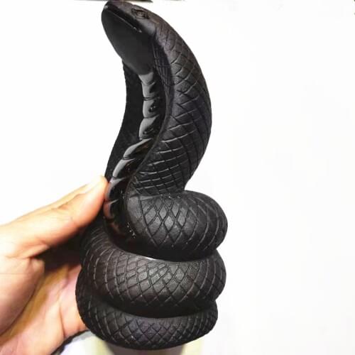 Natural Black obsidian cobra Figurine Hand Carved Crystal Animal Statue Sculpture