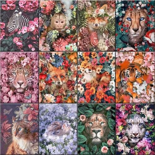 Oil Painting Flower Animal Pictures By Numbers On Canvas Animal Wall Pictures Art For Living Room Home Decoration