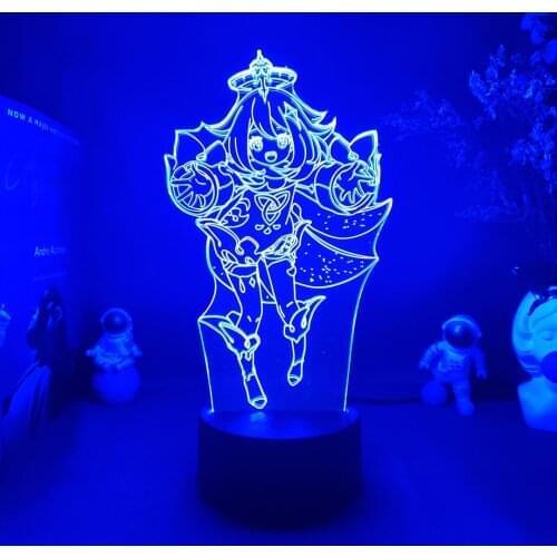 Kawaii Genshin Impact Character Paimon 3D Nightlight Gaming Room Desktop PC Backlight Kids Bedroom Holiday Lighting Gift Decor