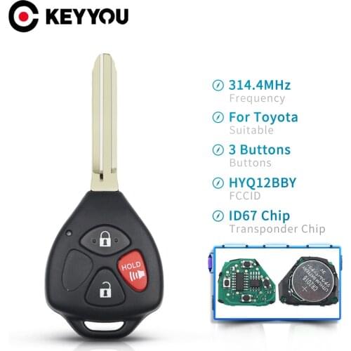 KEYYOU HyQ12BBY 314.4 Mhz ID67 Car 3/4 Buttons Remote Key For Toyota Camry Avalon Corolla Matrix RAV4 Yaris Venza tC/xA/xB/xC