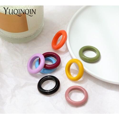 Korea Vintage Multicolor Resin Rings For Girls Chic Colorful Acrylic Geometric Round Simple Rings for Women Fashion Rings