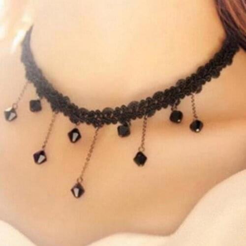 Korean Lace Necklace Water Drop Handmade Lace Necklace For Women Tassel Clavicle Chain Sweater Chain Jewelry Charms Jewellery