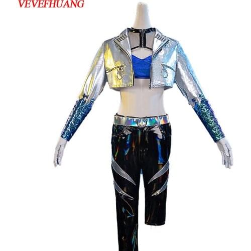 VEVEFHUANG Game KDA Akali Cosplay Costume Outfit Halloween Fashion Jacket Pants Women Uniform For Xmas Christmas Dance Party