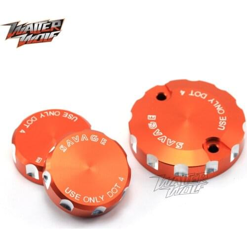Front Rear Brake & Clutch Reservoir Cover For DUKE 690 2008-2010 Motorcycle Accessories Orange Aluminum CNC Oil Fluid Cap