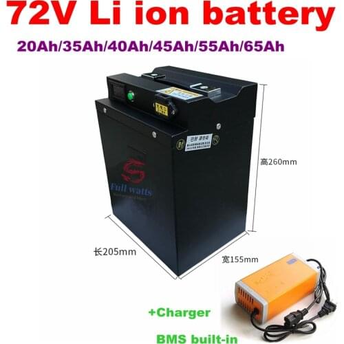 72V 20Ah 35ah 40Ah 45ah 55ah 65ah Lithium ion battery with BMS for three-wheeled vehicle scooter electric bike+5A Charger