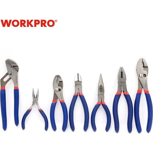 WORKPRO 7PC Pliers set Wire Cable Cutter Plier Set dipped handle Electrician Plumbing Plier Long Nose Plier