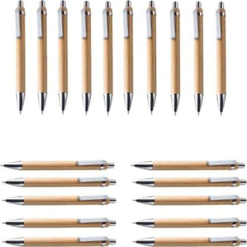 Ballpoint Pen Set Bamboo and Wood Writing Tools, Blue Refill (60 Pieces)