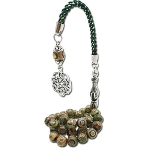 Natural green eyes Agates stone Tasbih Muslim Islamic misbaha Gift for Eid Man bracelet 33 66 99 prayer beads stone Rosary
