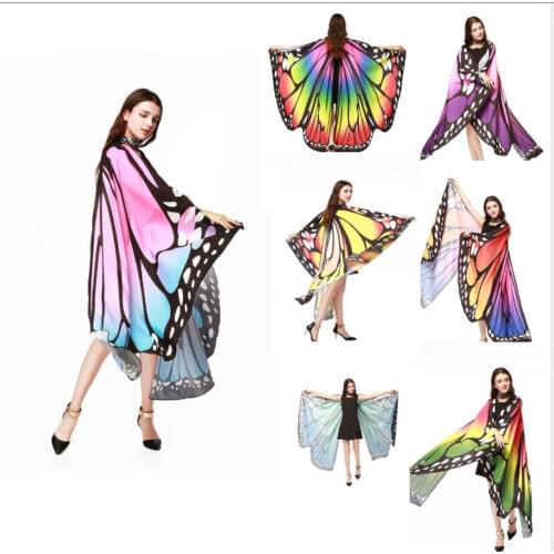 Newest Arrival 7 Colors Women Scarf Pashmina Wing Cape Peacock Shawl Wrap Gifts Cute Novelty Print Scarves Pashminas