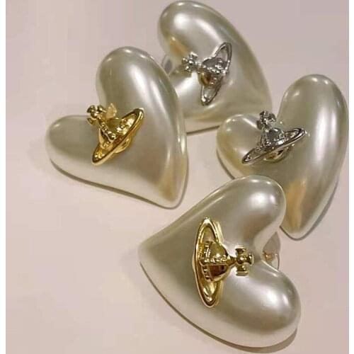 New Brand Fashion Resin Jewelry Gold Color Earrings Heart Crystal Earrings Top Quality Luxury Cute Lovely Beautiful Heart