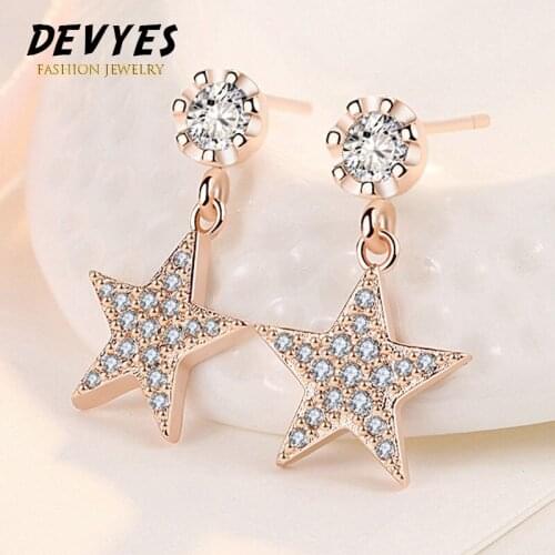 New Micro-inlaid Zircon Earrings Personality Five-pointed Star Stud Earrings Fashion Short Diamond Star Ear Jewelry Women