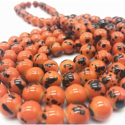 Wholesale 6 8 10 mm Beautiful Intarsia Glass Loose Spacer Charm Beads Pattern Making Bracelet Necklace Jewelry #07
