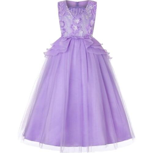 Girl princess lace long dress kids dresses for girls child flower princess party clothes childrens clothing baby tutu costume