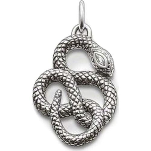 Snake Winding Pendants in Thai Silver Fit Chains Necklaces, European Most Fashion Glam Jewelry Snake Pendant Gift for Women Men