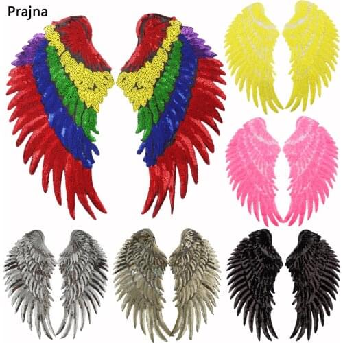 Prajna 1pair Angel Wings Big Patches for Clothing DIY Large Patch T-shirt Sew/Iron On Patches Accessories Jacket Sequin Parches