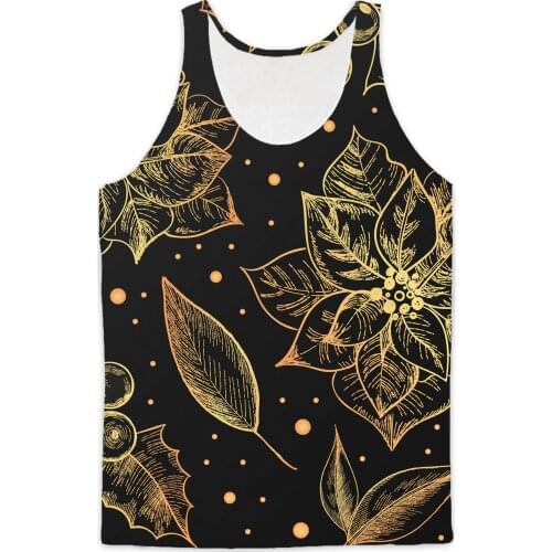 REAL American US SIZE Vintage Xmas Flowers High Quality 3D Sublimation Print Tank top plus size 4xl 5XL 6XL
