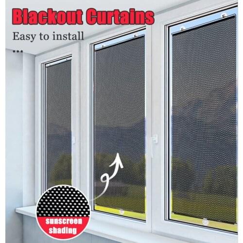Roller Blinds Suction Cup Adjustable Length Blackout Curtains Living Room Bedroom Office Kitchen Sucker Window Curtain