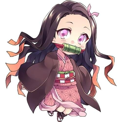 RuleMylife Cute Nezuko Kamado Demon Slayer Anime Vinyl Rear Windshield Trunk Sticker Cartoon Car Stickers Accessories Decoration