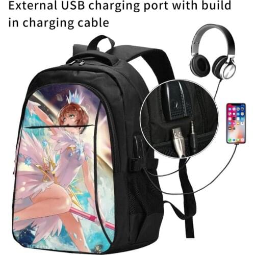 Cardcaptor Sakura USB Interface backpack Cartoon Anime School Bags Boys Rucksack Girls Knapsack Men Women Travel Bag