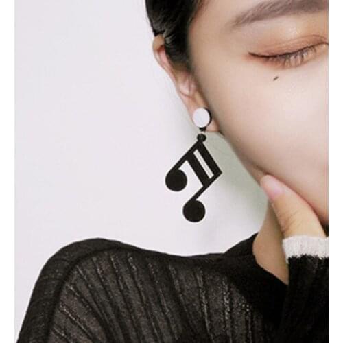 Notes Music Earrings Black Acrylic Asymmetric Earrings Women Girl Party Accessory Jewelry Bijoux 2021 Gift Hot Sale