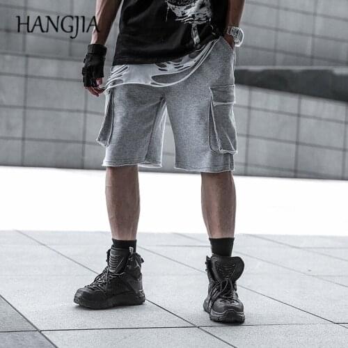 Five-point Shorts Cargo Mens Trendy Summer Streetwear Oversize Solid Color Loose Hip-hop Baggy Sweat Shorts Terry Big Pockets
