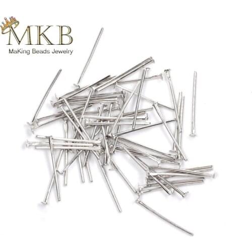 200pcs Flat Head Pins Jewelry Findings For Jewelry Making 0.6*18mm T Head Pins Fit Diy Necklace Earring Jewellery Accessories