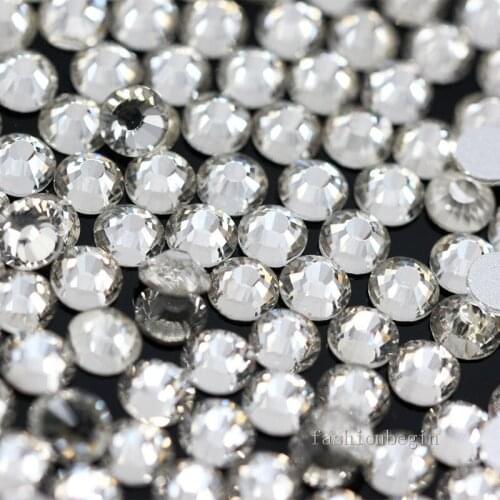 Ss2-ss50 czech crystal clear Flat back glue on Garment Dress Nails rhinestones jewels Non hot fix Nail Art Decoration DIY beads