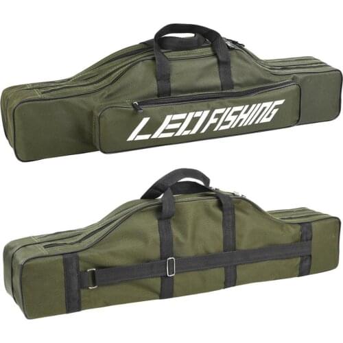 2 Layer Big Belly Fishing Rods Bag Portable Folding Carrier Sea Fishing Reel Pole Storage Box 80cm Tools Storage Case Backpack