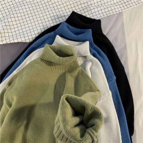 Turtleneck Sweater Winter Clothes Women Personality Style Couples Knitting Korean Fashion Brand Pure Color Wool Sweaters Tops