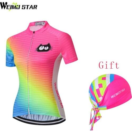 Weimostar Cycling Jersey Tops Womens MTB Road Bike Bicycle Jersey Quick-dry Youth Cycling Clothing Ropa Ciclismo Free Headband